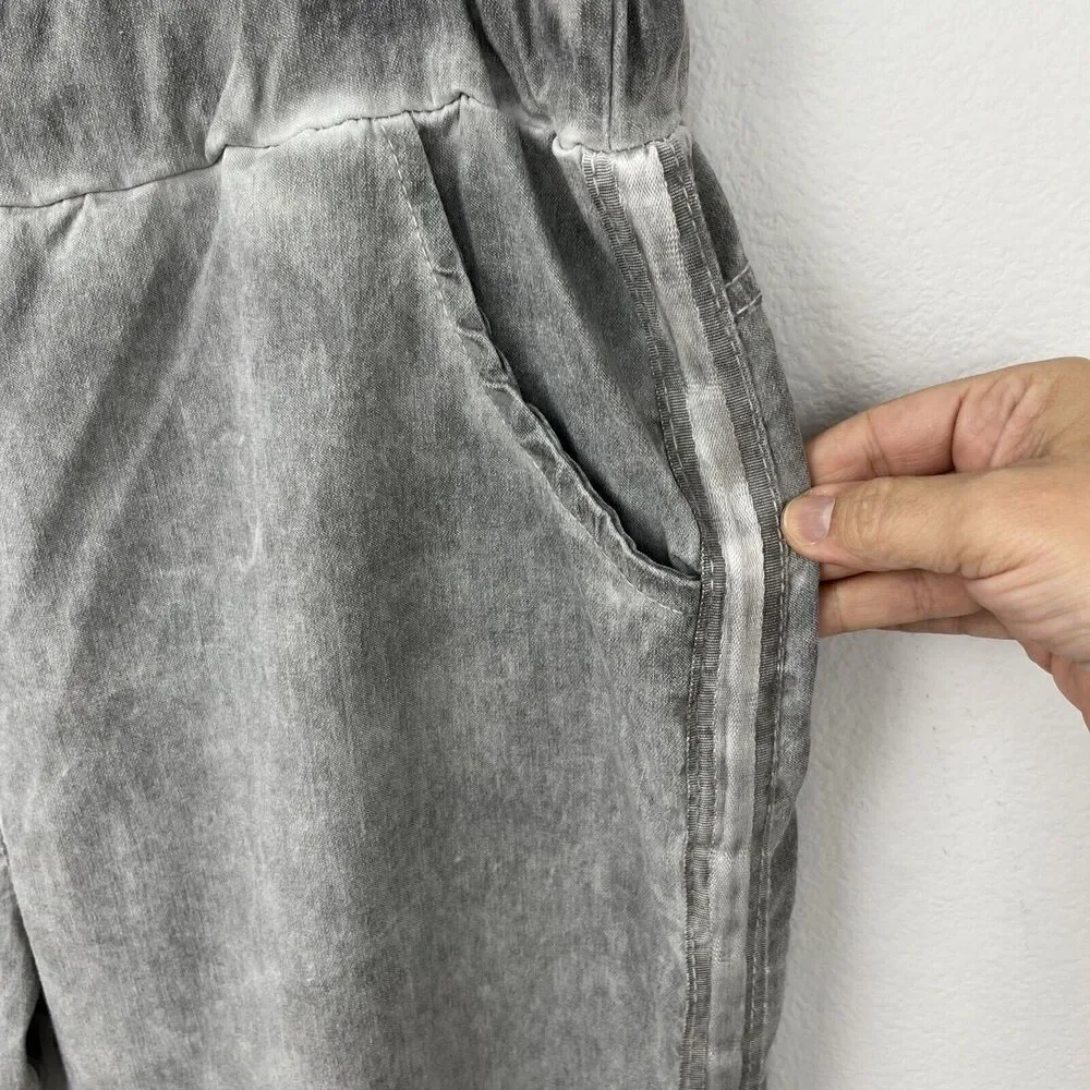 Made in Italy Gray Crinkle Pant Viscosa Blend with Stripe Side Size 2 - Picture 4 of 9